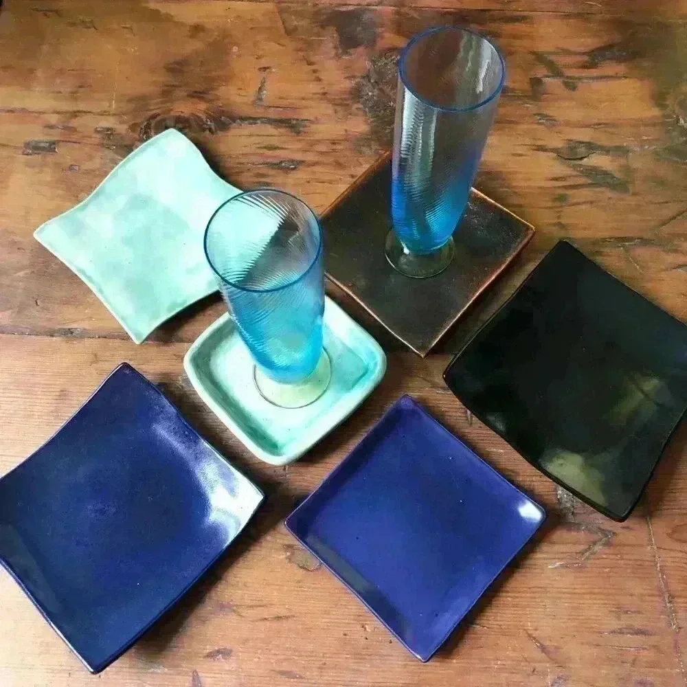 6 Handmade Ceramic Side Dish Plates 4.25